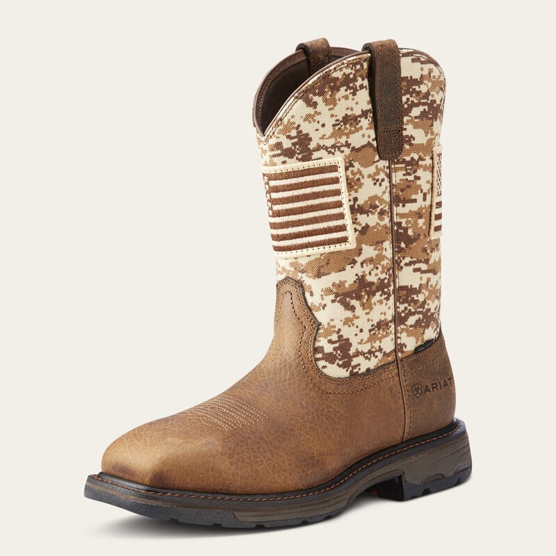 's Brown Workhog Patriot Square Steel Toe Work Boots 1002296