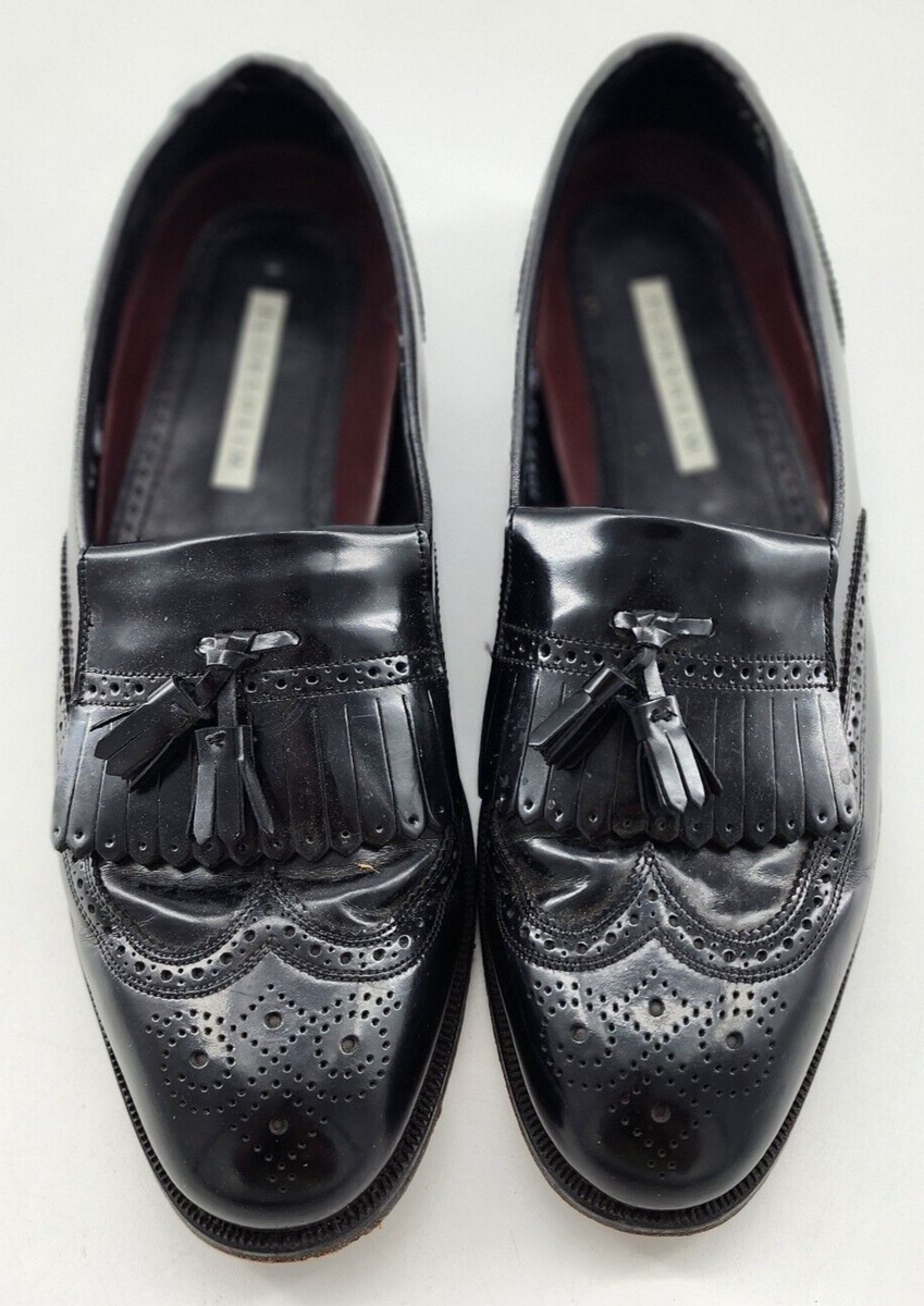 FLORSHEIM Wingtip Loafers Black Leather Kiltie Tassel 20533 Men\'s Shoe Size 11 D Florsheim 20533 Black Leather Wingtip Kiltie Tassel Loafers  main image 2