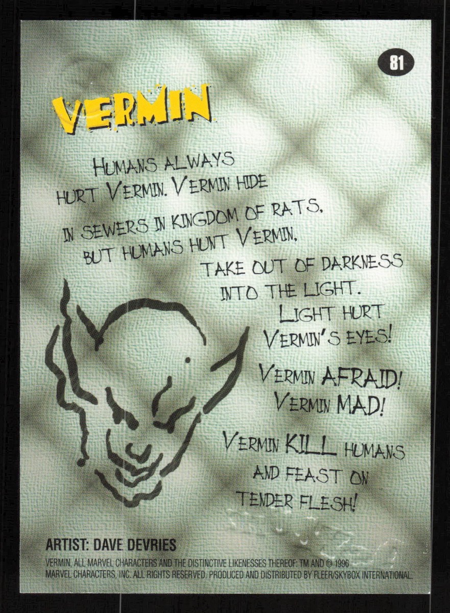 1996 SkyBox Premium Spider-Man #81 Vermin Card TCCCX | eBay