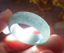 Certified Icy Green Burma Natural A JADE Jadeite Circle RING USA. 12.5    615291