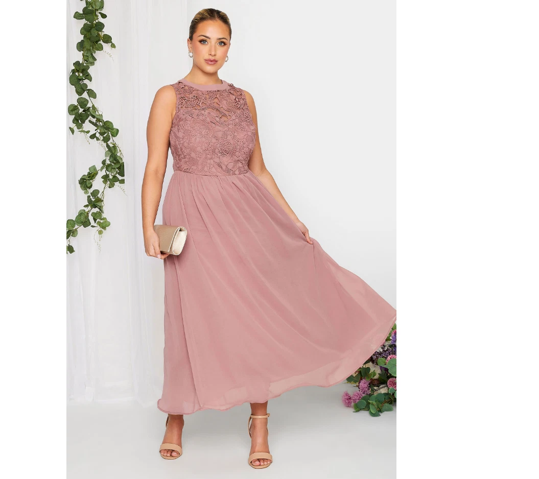 Yours London Lace Sweetheart Pink Bridesmaid Maxi Dress Size 20