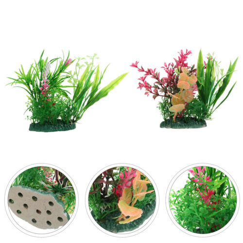  2 Pcs Plastic Fish Tank Landscaping Water Plants Artificial Grass Aquarium Tree - Afbeelding 1 van 15