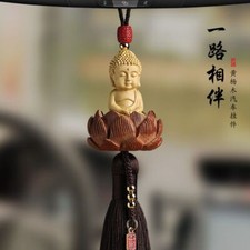 Boxwood Car Pendant Buddha Guanyin Lotus Car Interior Pendant Rearview Mirror