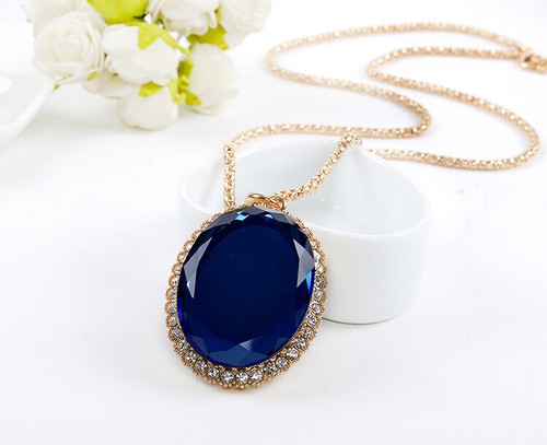 18K Gold GP Simulated Blue Sapphire 
