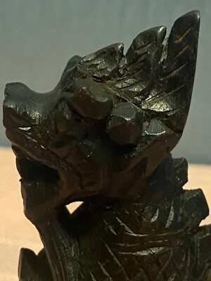 VINTAGE CARVED HIGHLY DETAILED WOOD CHINESE FOO DOG LION FIGURINE 4 