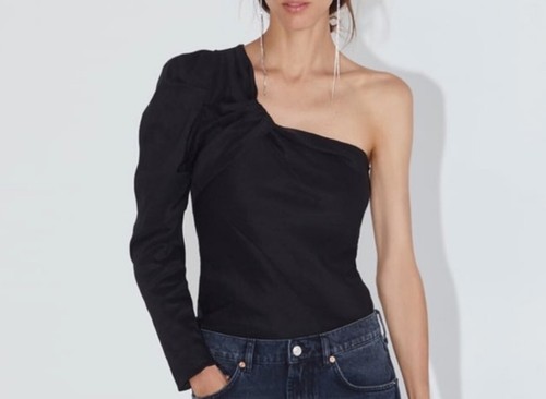 Zara One Shoulder Blouse In Black Color Sz M | eBay