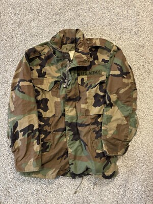 Alpha Industries M65 Field Jacket Coat Mens Small Short US Army Woodland Camo *