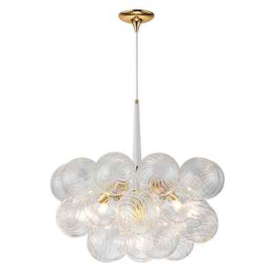 HUOKU Neuvy 6-Light White & Glod Unique Crystal Cluster Bubble Chandelier Light