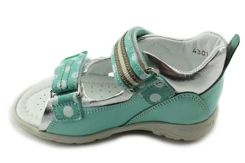 Minimen Niñas Sandalias Punta Abierta Cuero (4301-13-6A Turquesa) Hechas en Turquía Foto 2 de 4