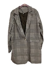 Houndstooth Long Blazer Women  s Large