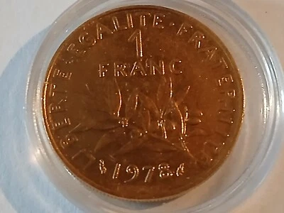 1 franc 1978 doré or fin - Photo 1/2