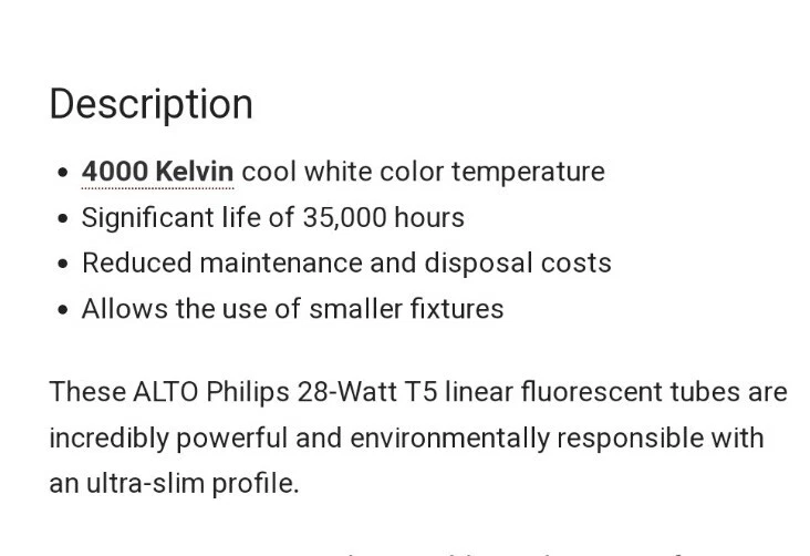 F28T5/841/ALTO (23086-2) - Watts: 28W, Type: T5 Fluorescent Tube Color- 15 Pack - Image 3 of 4