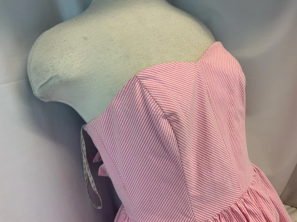 Vestido Solero Lilly Pulitzer Talla 4 Rosa Rayas Algodón Poli Hasta la Rodilla Como Nuevo YGI D1-39 Foto 3 de 4