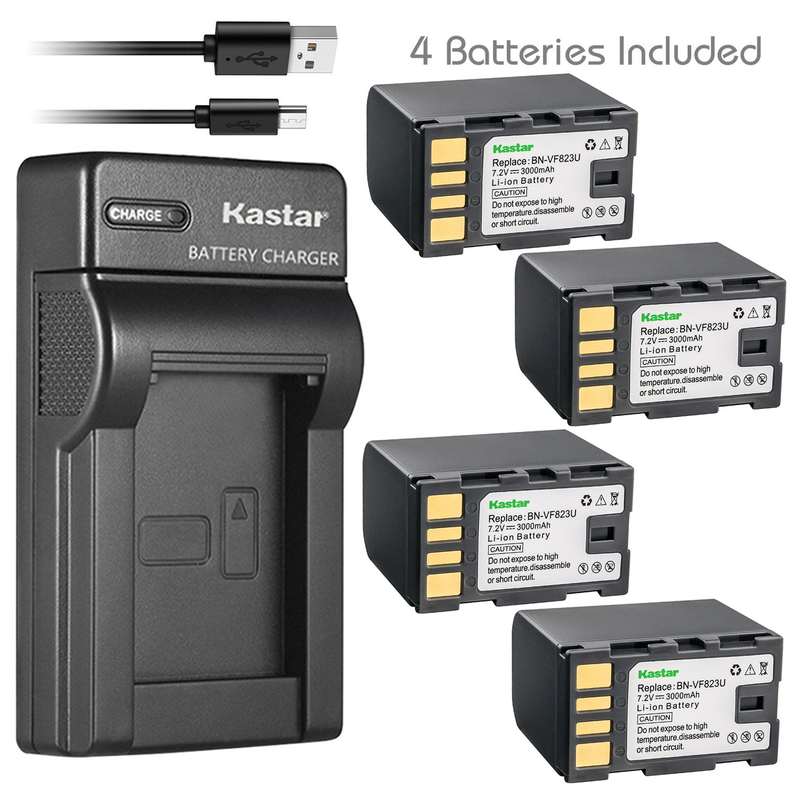 Kastar Battery Slim Charger for JVC BN-VF823 VF823U BN-VF808 BN-VF808U BN-VF915U