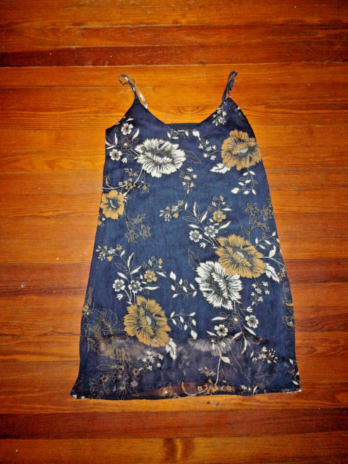 Kendall & Kylie Navy Floral Lined Slip Dress M