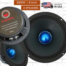 Gravity 2x PRO 8 Inch Classic Midrange Loud Speaker 4-Ohms - 2000 Watts Max pair