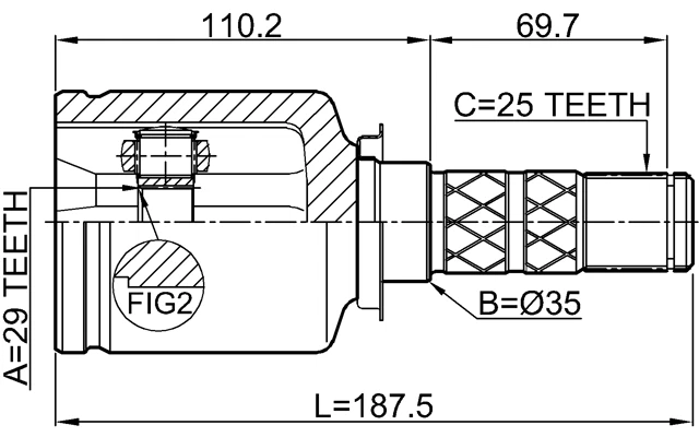 Junta interior 29X35X25 Febest 0811-G12 OEM 28392-FG000 Foto 2 de 3