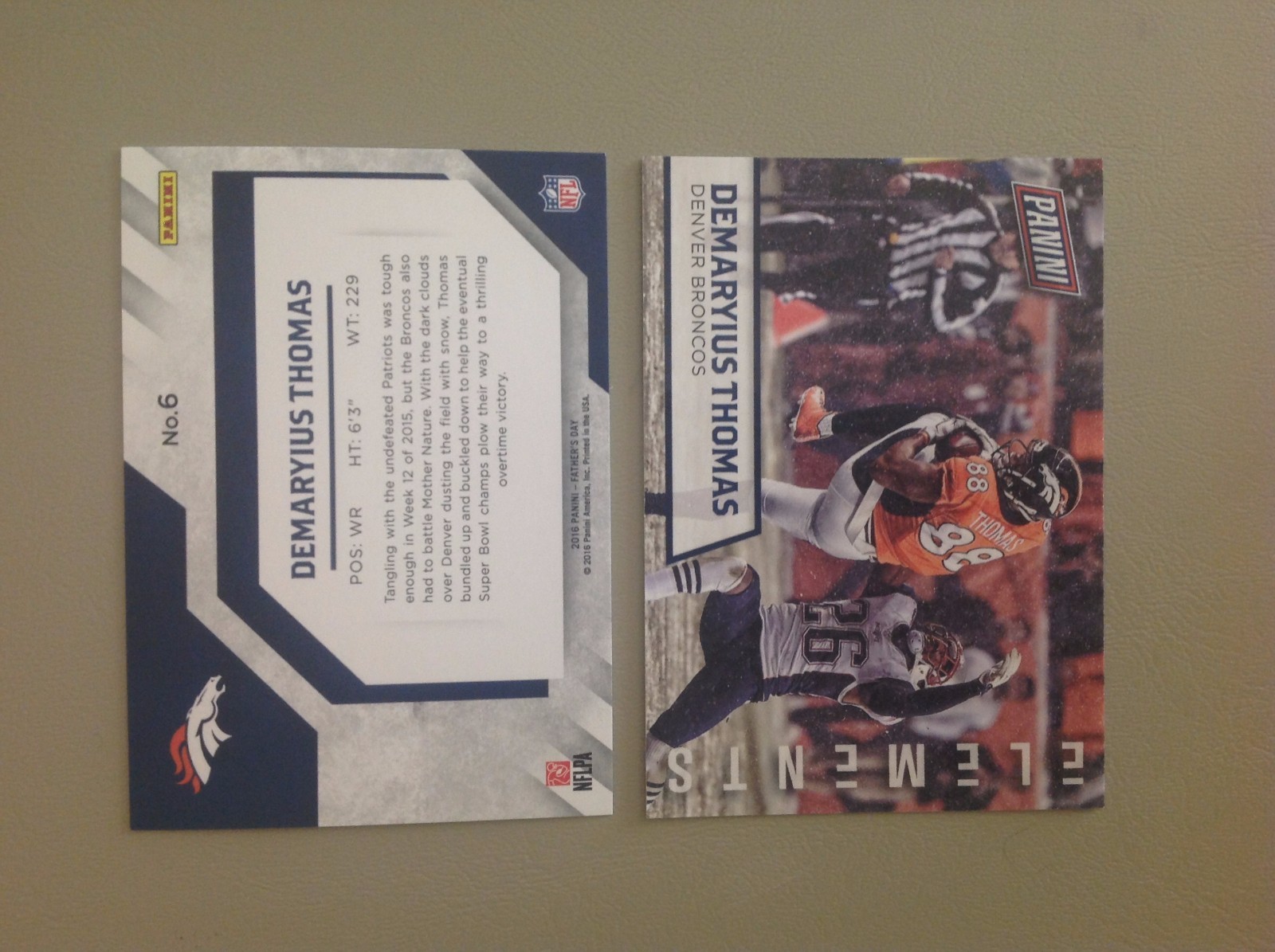 DEMARYIUS THOMAS #6 BRONCOS ELEMENTS 2015/16 2016 Panini Fathers Day Redemption