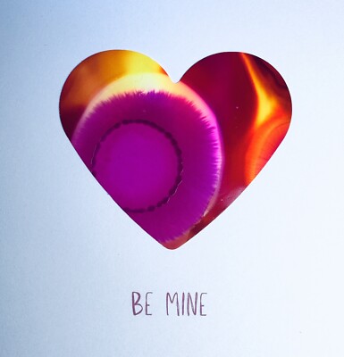 Handgefertigte Valentinskarte Tintenherz ''Be Mine'' innen leer