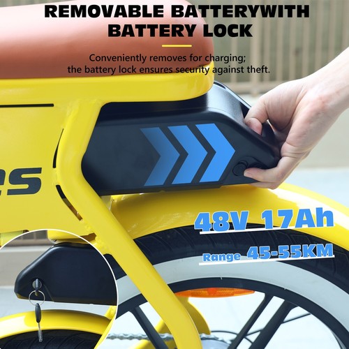 Hidoes Ebike 20" Fat Tire Mountain Electric Bicycle 700W 48V 17Ah for Adults US - Picture 5 of 18