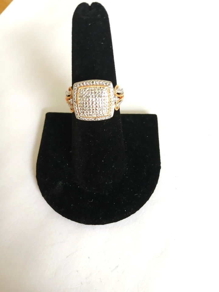 ANILLO Y PENDIENTES PLATEADOS CON DIAMANTES PAVÉ GENUINOS Foto 2 de 4