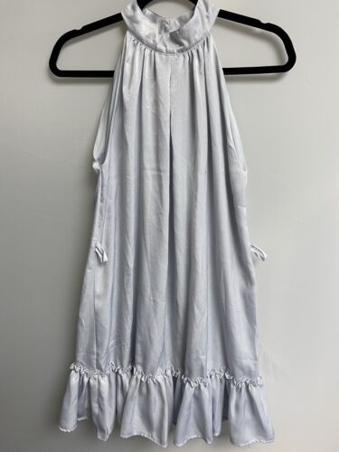 Shinestar Dress Small Gray Shift Round Neck Sleeveless Ruffle Women New