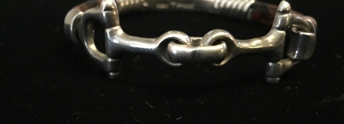 Taxco, Mexican Solid 925 Sterling Silver & Leather Horse Bit