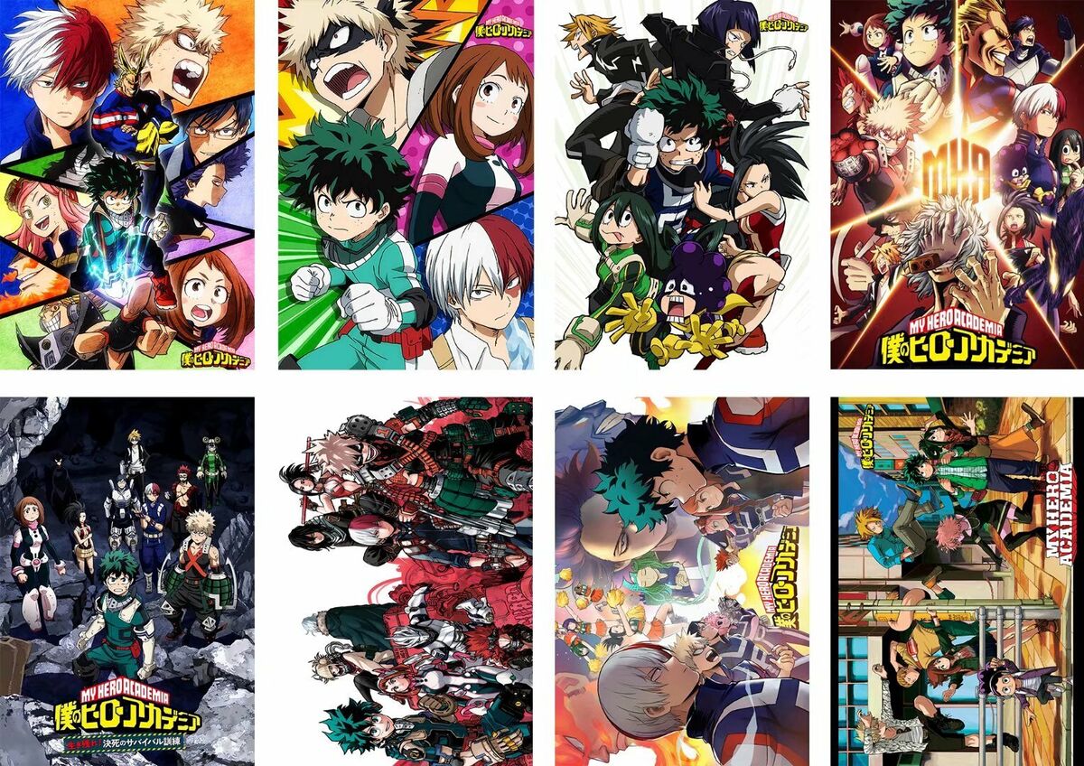 8PCS/set My Hero Academia Midoriya Izuku Bakugou Katsuki Shoto A3 Posters  Print