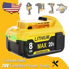 For DeWalt 20V 20 Volt Max 8.0AH Lithium Ion Battery DCB206-2 DCB205-2 DCB204-2