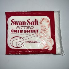 Vtg 1950s Swan Soft Fitted White Baby Crib Sheet New Old Stock Sealed Chix Brand