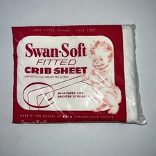 Vtg 1950s Swan Soft Fitted White Baby Crib Sheet New Old Stock Sealed Chix Brand