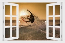 Wandtattoo Surfer Strand Wellen - verschiedene Rahmentypen DW000184