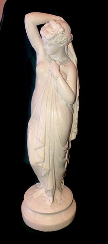 Statuina scultura 14 pollici ceramica bianca dea Grecia greca vintage - Foto 5 di 15