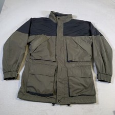 VINTAGE 90s Woolrich Jacket Mens Medium Green Full Zip Hiking Hiker Outdoors B3