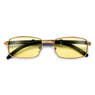 Men Hip Hop Sunglasses Orange Pink Yellow Lens Square Classy Gold Frame Stylish