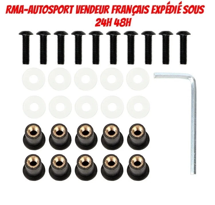 10x Vis Kit de Fixation Bulle Moto Carénage Ecrou Yamaha Kawasaki Suzuki Honda - Photo 1/2