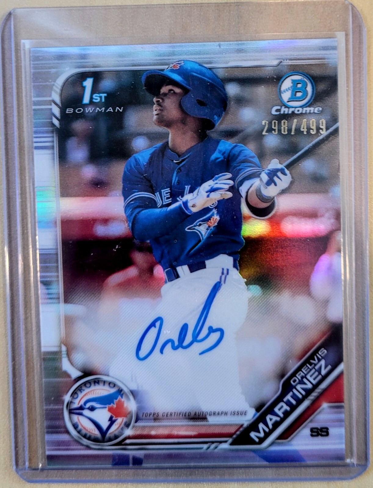 2019 Bowman Chrome Orelvis Martinez 1st Bowman Refractor Auto #/499 - Blue Jays