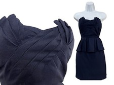 Vintage Y2K Strapless Urban Outfitters Peplum Navy Blue Mini Dress Sz 2