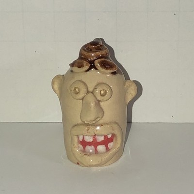 EKP East Knoll Pottery Miniature Mini Folk Art Pottery Face Jug 