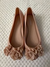 Mini Melissa Girls Pink Floral Ballet Flats Size 2