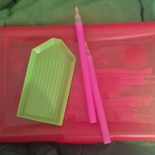 Diamond Painting Tool Kit Accessory Set w/ Pink Pens, Green Tray  Tools