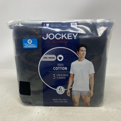 Jockey Classics Men s Crew Undershirts 3-Pack Black 2XL (9953)