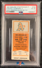 RICKEY HENDERSON 1982 STOLEN BASE SEASON RECORD #110 TICKET STUB PSA VG EX 4RARE