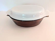 Anchor Hocking 1.5qt Amber Oval Casserole Dish 433 With White Lid