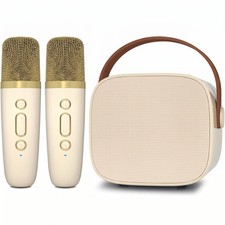 Mini Karaoke Machine with 2 Wireless Microphone Bluetooth Speaker and Adults