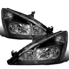 2003-2007 Honda Accord Sedan Coupe Clear Reflector Headlights Pair Black 2003-2007 Honda Accord Sedan Coupe Clear Reflector Headlights Pair Black