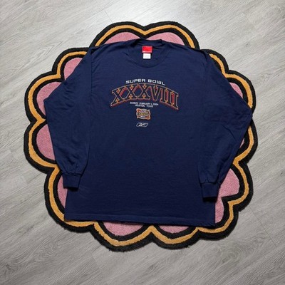 Vintage Y2K Reebok Super Bowl XXXVIII Embroidered Logo NFL L/S T-shirt Large