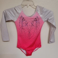 Vogue Fashions Pink and Silver Long Sleeve Leotard Size 8