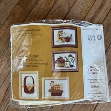 The Creative Circle Popcorn and Donuts 0210 Crewel Embroidery Kit 1981 Cottage