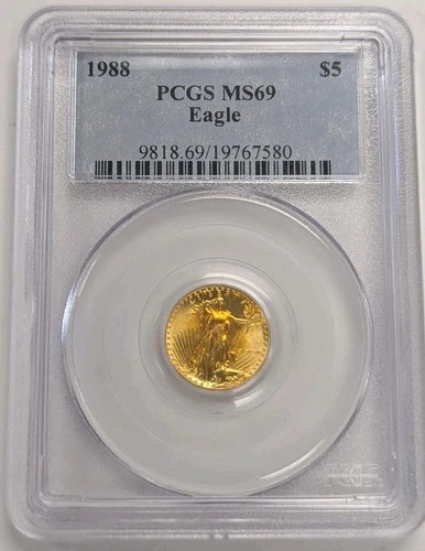 1988-$5 Gold American Eagle PCGS MS69 -Beatiful Toning